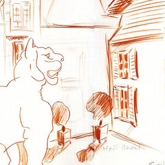 Lion Statue in the Courtyad of Chateau Haut-Brion