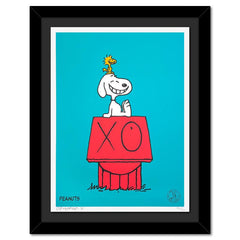 Snoopy & Woodstock on Red House (Blue)