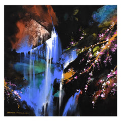 Pink Blossom Under the Falls